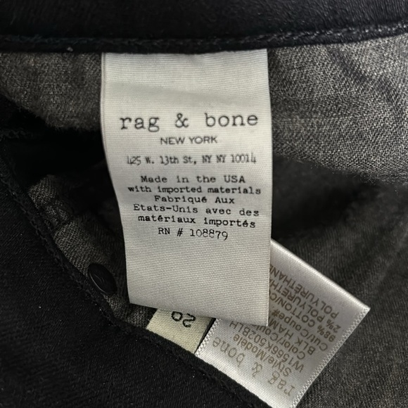 RAG & BONE Black Hampton Raw Hem Jeans Size 29 - Picture 8 of 10